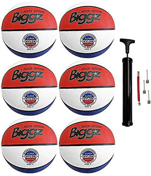 (Pack of 6) Biggz Premium Rubber Basketballs - Red/White/Blue - Official Size 7 (29.5") - Bulk Balls