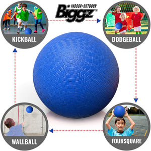 (Pack of 6) Biggz Rubber Kick Ball 8.5 inch - Official Size for Dodge Ball - Bulk Balls