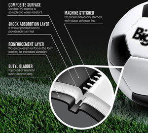 (Pack of 2) Biggz Premium Classic Soccer Ball Size 5 - Bulk Balls