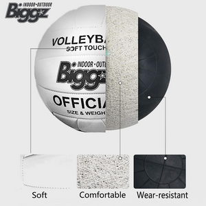 (Pack of 6) Biggz Volleyballs - Soft Touch Leather - Official Size - Bulk Balls